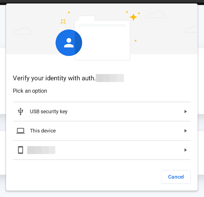 Chrome OS device authentication prompt
